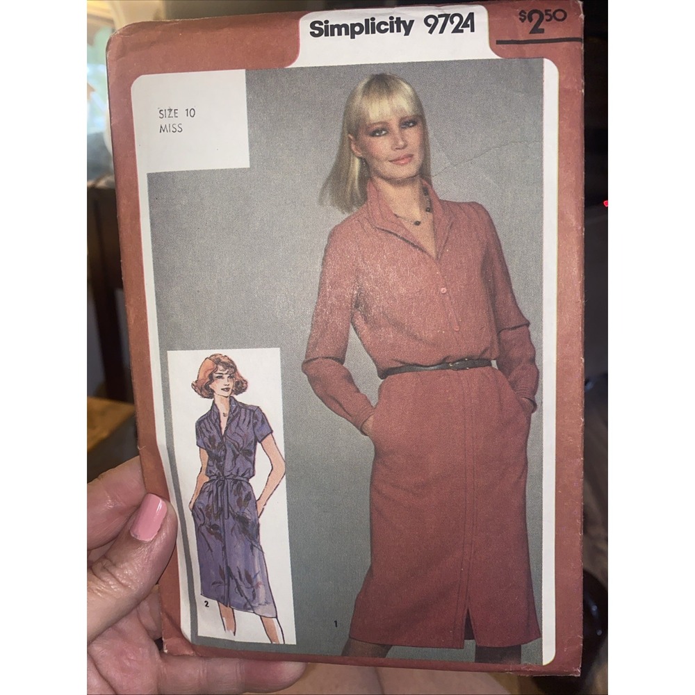 Simplicity 9724 Vintage 1980 Misses Dress Sewing Pattern Size 10 Cut Complete